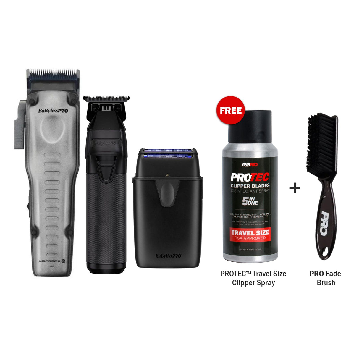 BaBylissPRO Lo Pro FXONE Clipper and Trimmer, UV Shaver + PRO Essentials