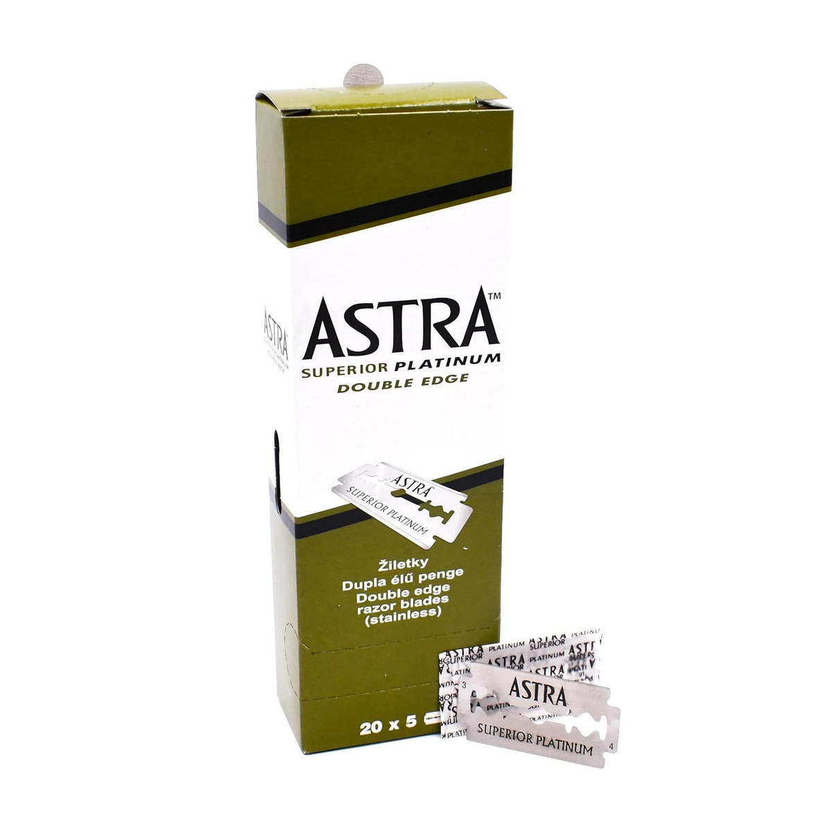 Astra Platinum Double Edge Safety Razor Blades, 100 Blades (20 x 5 ...