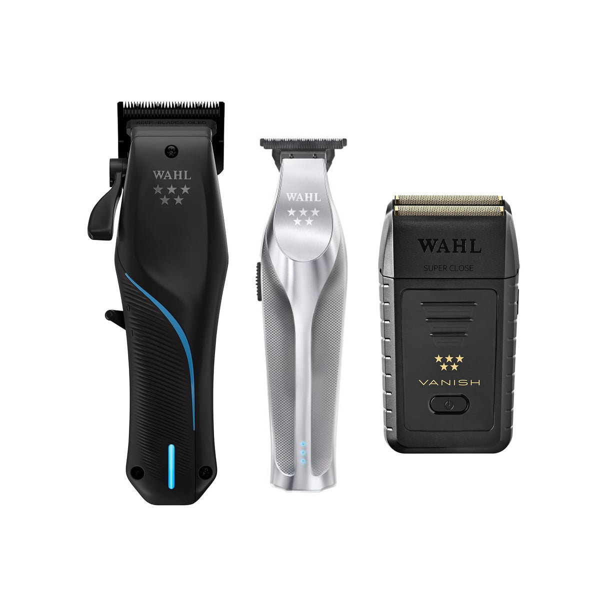 Wahl Vapor Clipper, Hi-Viz Trimmer and Vanish Shaver Combo